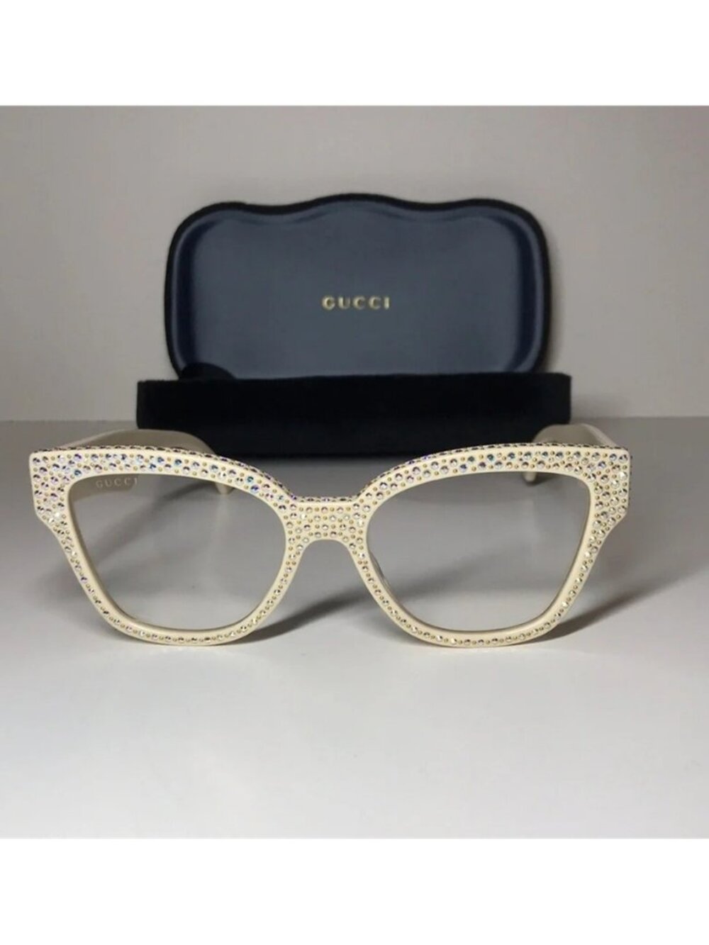 Gucci GG1424s Cream Crystal-Embellished Women's Glasses - Picture 4 of 11